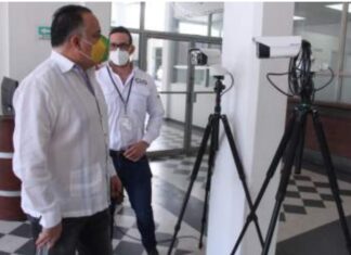 Para no perder la costumbre Calidonio instala cámaras termograficas para la detección de fiebre en las oficinas de la alcaldía de San Pedro Sula.