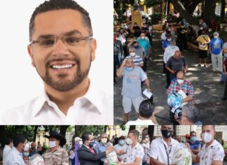David Chavez y su equipo entregan ayuda a artistas del parque la Libertad.