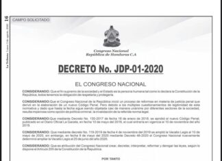 Congreso Paralelo publica Decreto que abroga el Nuevo Código penal.