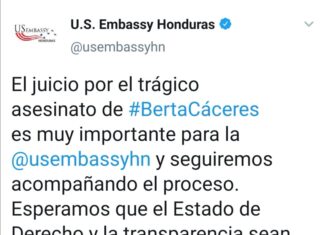 El juicio por el trágico asesinato de Berta Cáceres es muy importante para la Embajada Americana.