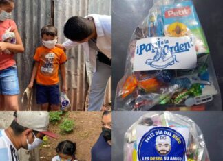 David Chavez y Tito Asfura celebran día del niño en la colonia Villanueva y los Pinos.