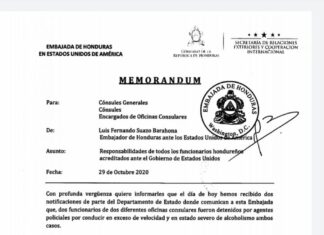 Con guantes de «seda» trata embajador de Honduras en Washington a dos funcionarios consulares que fueron detenidos por conducir «borrachos»