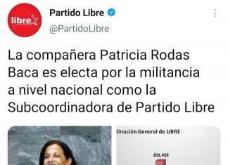 Se consolida dictadura en Libre, Patricia Rodas a larga distancia sigue siendo electa Sub Coordinadora.
