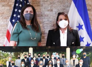 Xiomara Castro «Cuadrada» con los gringos.