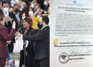 Juramento de Xiomara Castro como presidenta lo hizo ante jueza por ausencia del presidente del CN