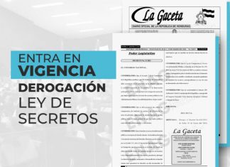 Se oficializa en la Gaceta la derogación de la Ley de Secretos