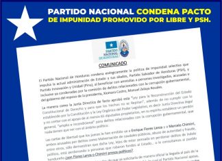 PN condena la politica de impunidad del actual gobierno y sus aliados PSH-PINU