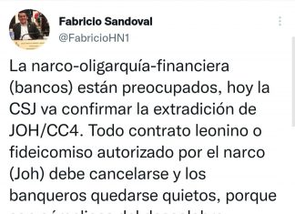 Diputado Fabricio Sandoval le advierte a los banqueros que deben quedarse quietos, porque son cómplices del descalabro financiero.