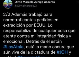 El nuevo jefe de DNI,Alex Madrid,trabajo para narcotraficantes pedidos en extradición por EEUU :Ex diputada Olivia Marcela Zuniga Caceres