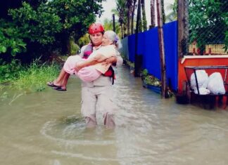 Atención Presidenta Xiomara Castro, hay cientos de evacuados en Puertos Cortes por inundaciones en la zona este 25 de Diciembre.