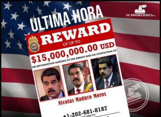 Estados Unidos mantiene vigente la recompensa de 15 millones de dólares por la captura del dictador Nicolás Maduro