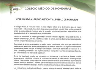 Colegio Médico rechaza acusaciones de corrupción y exige pruebas a la designada presidencial María Antonieta Mejía
