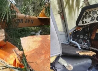 Avioneta de fumigación agrícola realiza aterrizaje de emergencia en finca bananera de Cortés