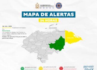 Copeco extiende alertas preventiva en Gracias a Dios y cinco municipios de Olancho