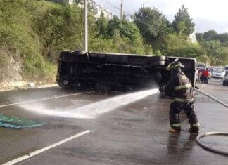 Siete personas resultan heridas tras vuelco de bus ejecutivo en la carretera CA-5