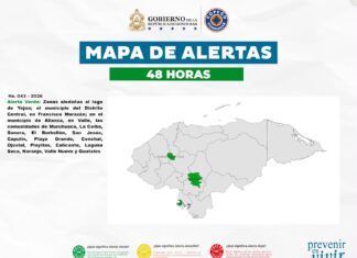 Copeco declara alerta verde por 48 horas en el Distrito Central, Alianza y zonas del lago de Yojoa