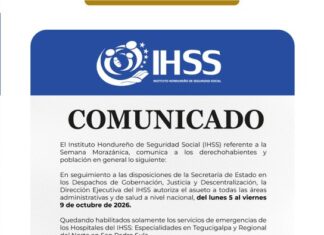 IHSS suspenderá atención administrativa y de salud durante la Semana Morazánica